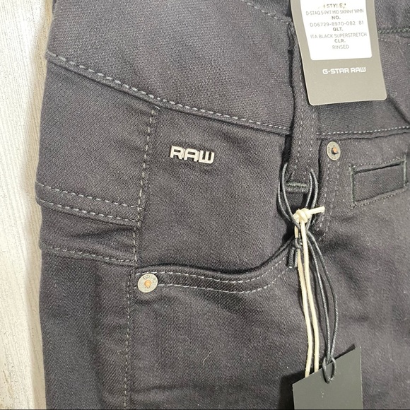 G-Star Raw D-STAQ Black Mid Rise Skinny Jeans NEw W24 L30 - Picture 9 of 14